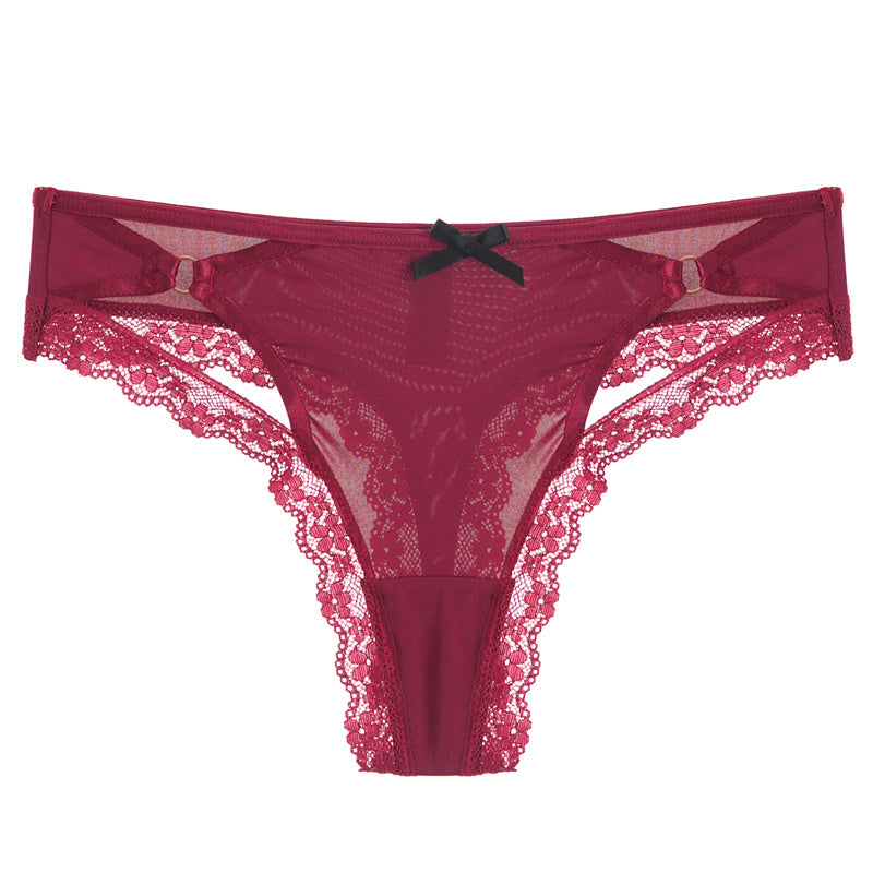 Cross-cut hollow bow panties