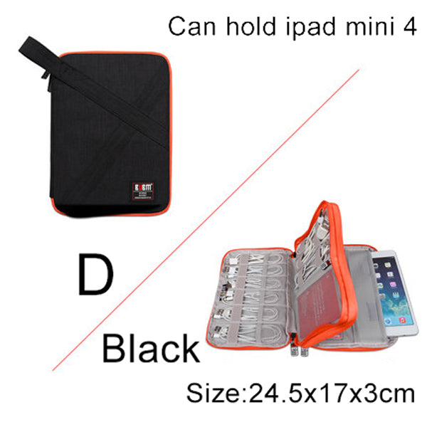 Kompatibel med Apple, BUBM Travel Universal Cable Organizer Elektroniktillbehör Fodral Gadgetväska för USB, telefon, laddare och kabel, Passar för ipad