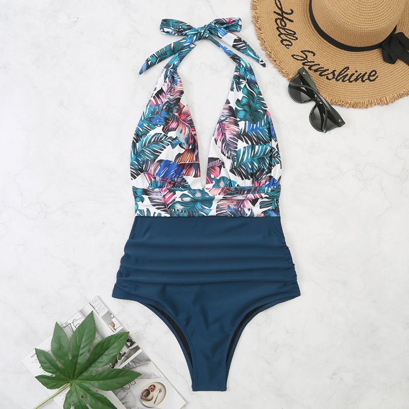 Halter i ett stycke som matchar magbikini kvinnor