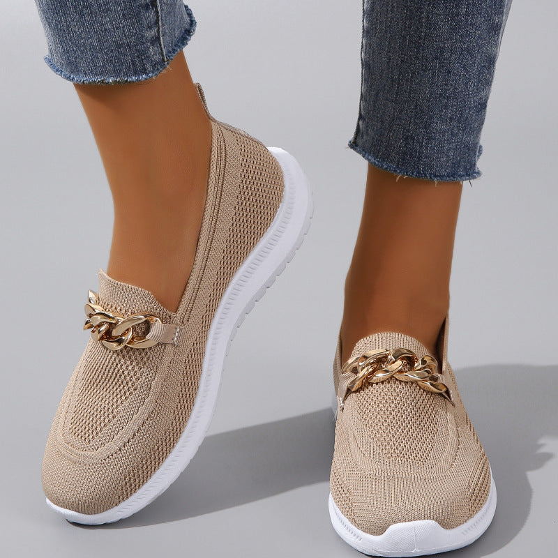 Chain Flats Skor Dam Mesh Sport Walking Skor