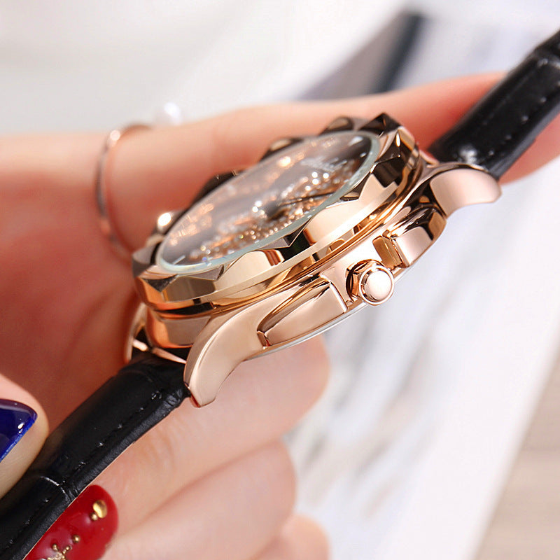 LUXURIOUS ROTATING DIAL LEATHER WRISTWATCH - Stylish Functional Elegant Unique High-Quality Comfortable Durable Waterproof