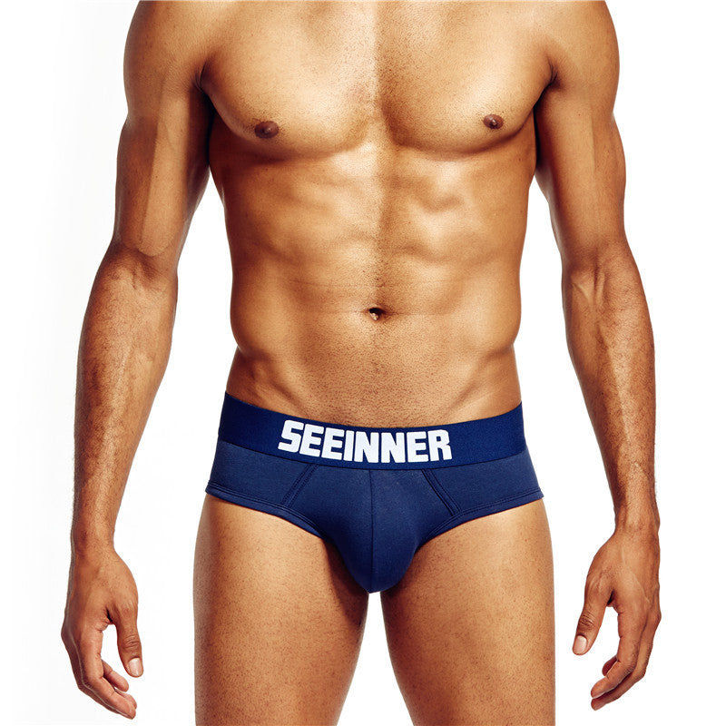 SEEINNER Men's Cotton Low Waist Briefs Breathable Slim Underwear
