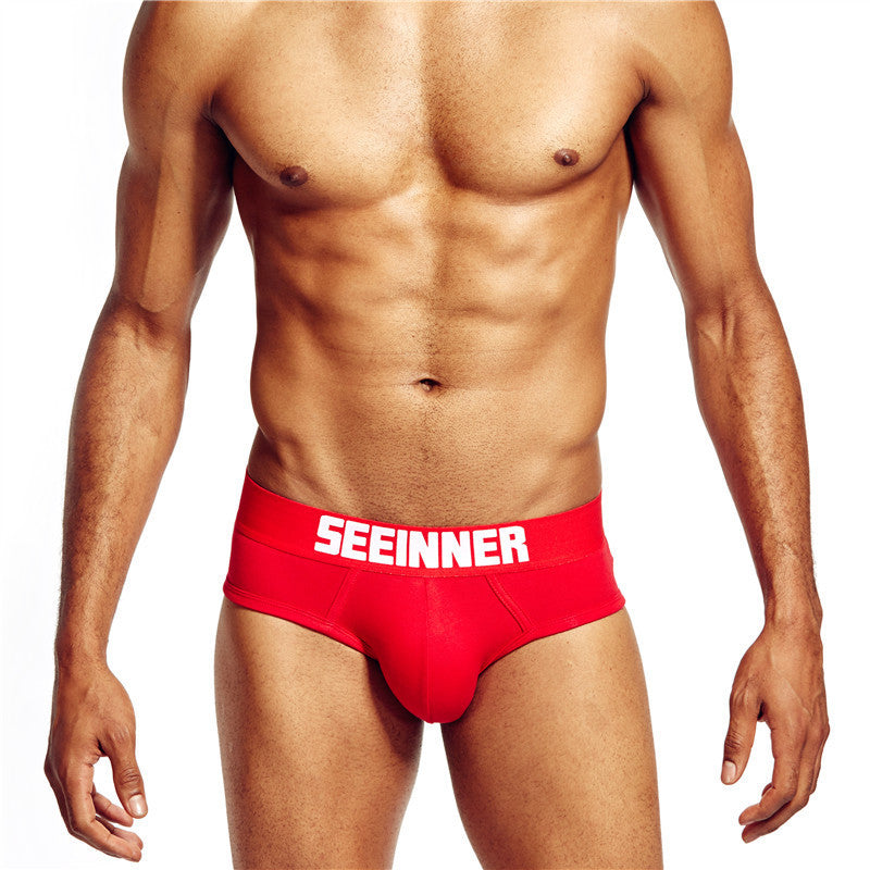 SEEINNER Men's Cotton Low Waist Briefs Breathable Slim Underwear