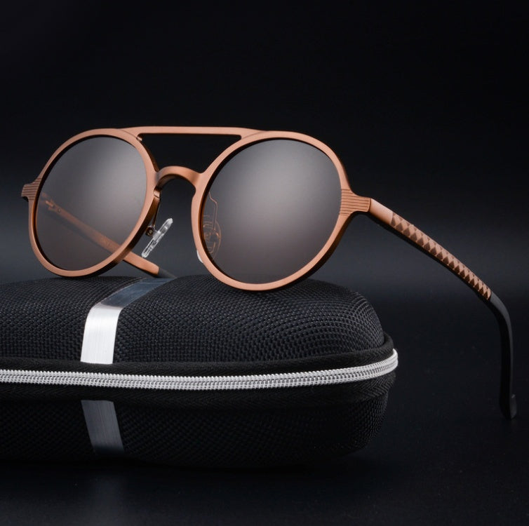 Lunettes de soleil polarisées Vintage pour hommes, monture ronde, à la mode, en aluminium et magnésium, pour la conduite, nouvelle collection