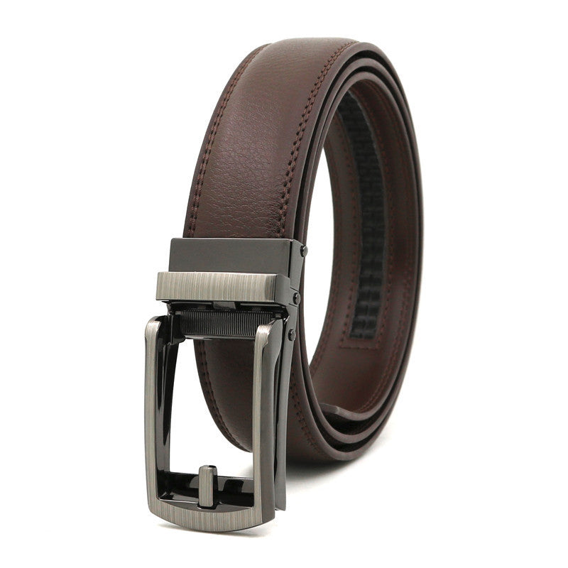 Men's Fake Needle Automatic Buckle Cowhide Belt - Detailed Sophistication