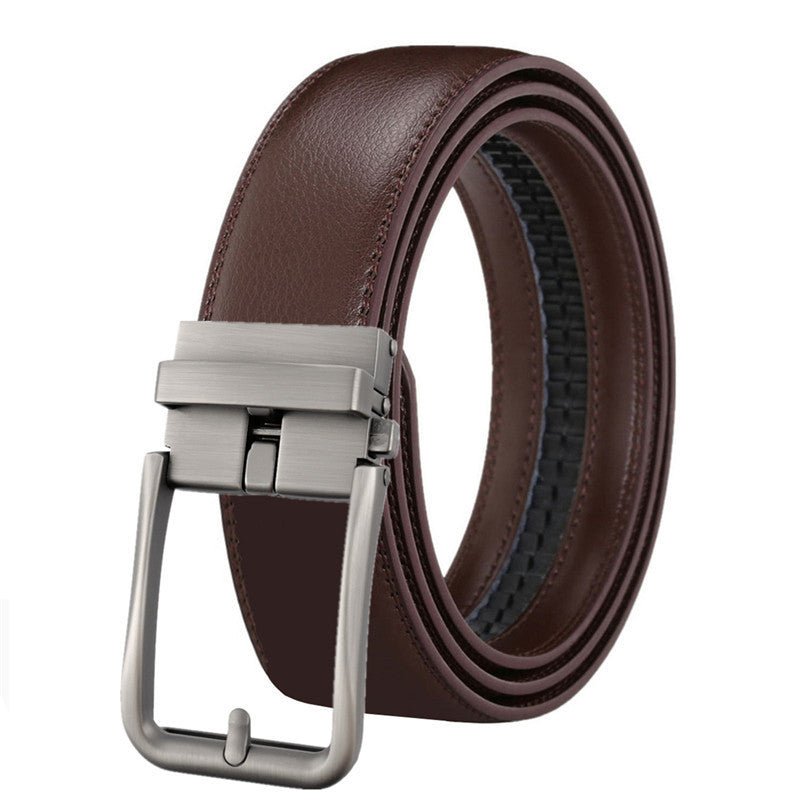 Men's Leather Automatic Buckle Simple Hollow Design Belt - Architectural Elegance