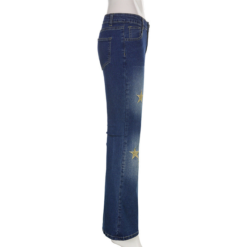 Blue Low Waist Commuter Pants Girl