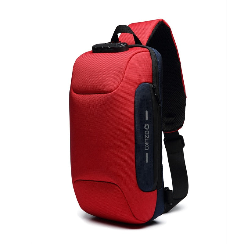 Sac à bandoulière multifonctionnel antivol sac de poitrine étanche USB