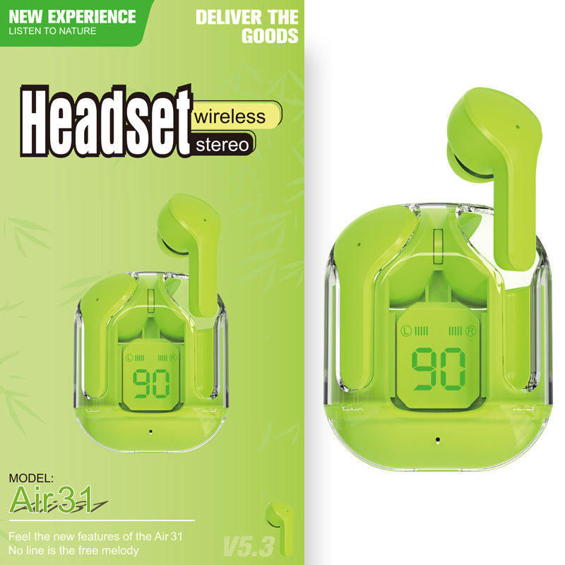 Nytt Mini Transparent trådlöst Bluetooth Headset Digital Display ENC brusreducering True Wireless Sports Music