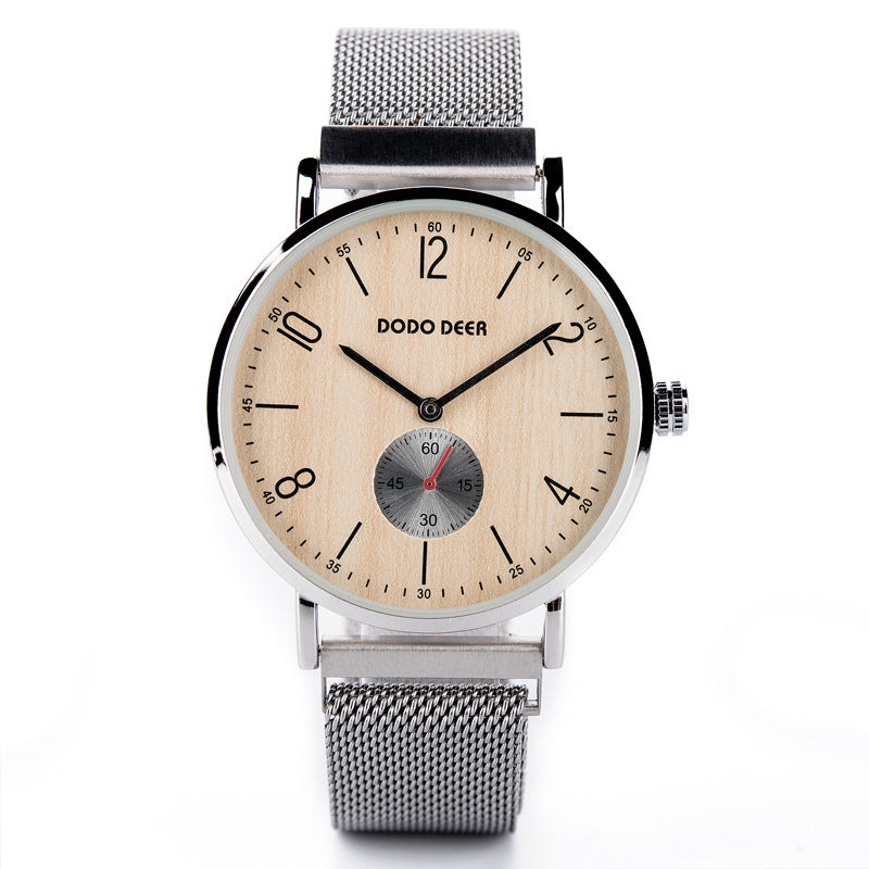 Montres à cadran en bois pour hommes et femmes à fossettes