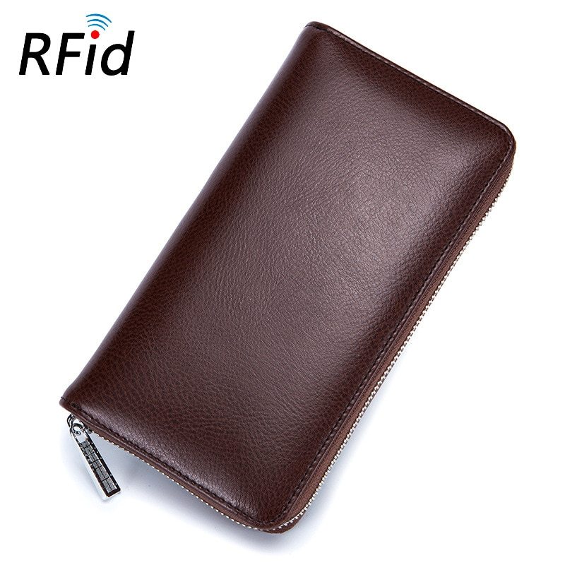 Portefeuille Rfid en cuir véritable de vache pour hommes, nombreux départements, 36 fentes, porte-carte, poche pour téléphone portable, pochette longue