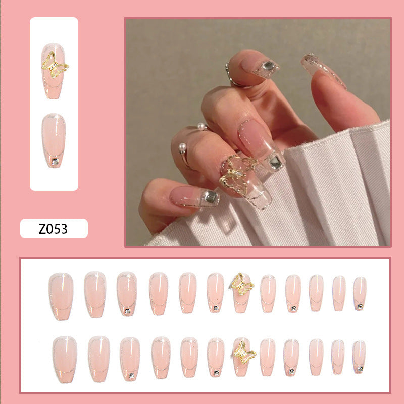 Crystal Butterfly Press-On Nails - Z053 Design | 24 Pieces + 2g Glue Set