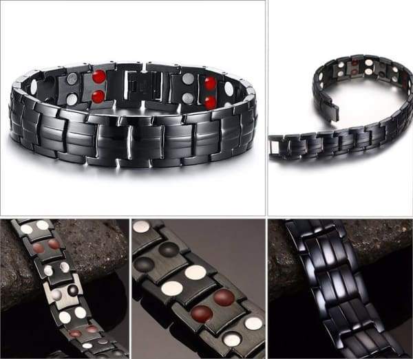 Svart armband herr handkedja energi hälsa germanium magnetiskt armband herr rostfritt stål armband för kvinnor män