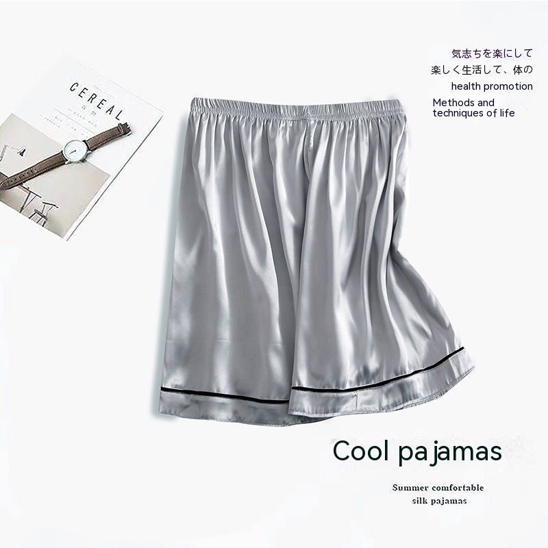 Herrpyjamasshorts i tunt silke, stora storlekar, issilke