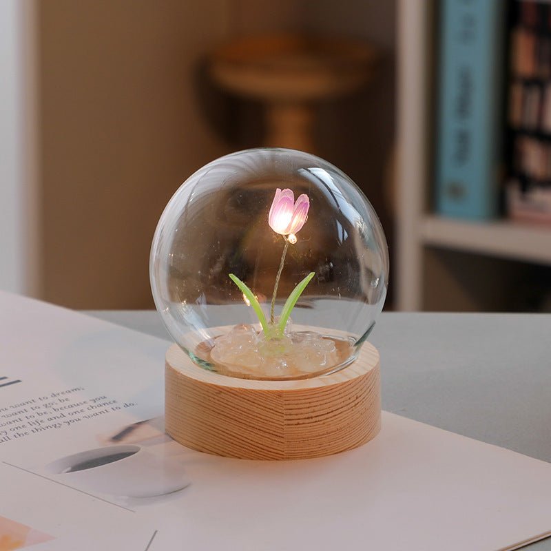 Tulipe artificielle veilleuse ornements à la main bricolage lampe de chevet LED lampe de nuit chambre décor cadeaux d'anniversaire lampe de Table