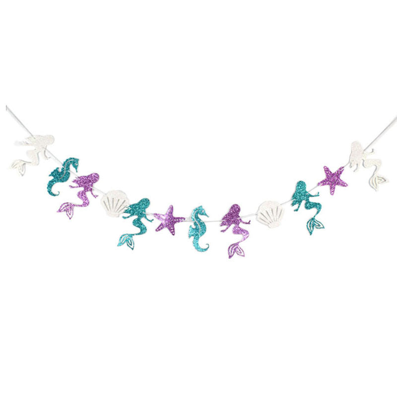 Décoration d'anniversaire sur le thème de la sirène, fournitures de fête pour enfants, cartes de gâteaux et desserts