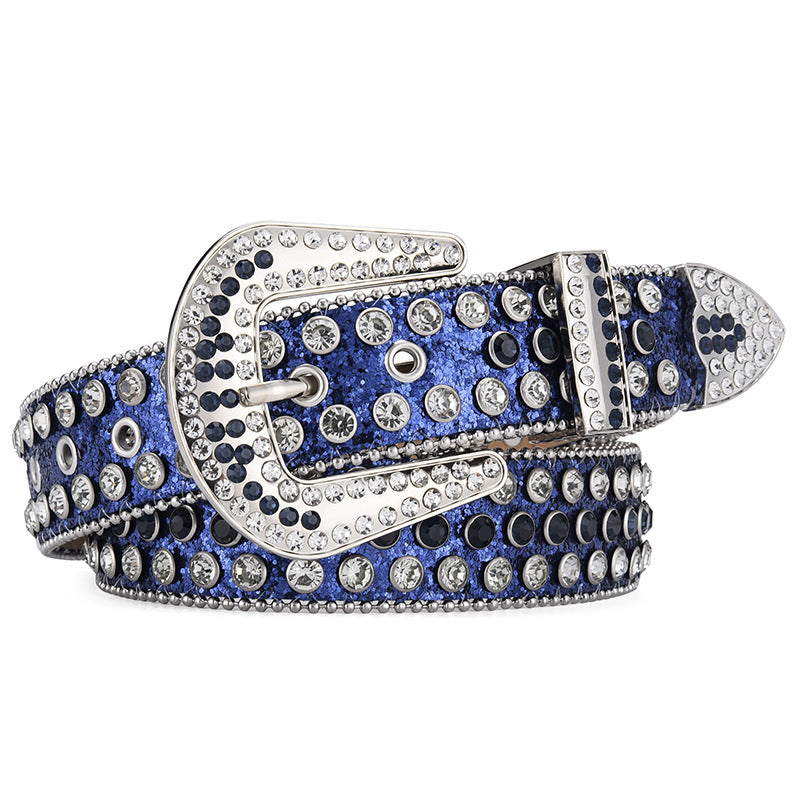 Unisex Alloy Punk Rock Rivet Rhinestone Belt - Rebellious Edge