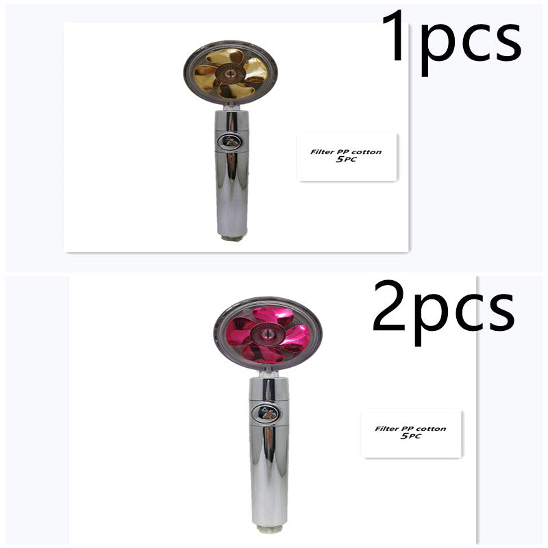 Pommeau de douche à hélice avec bouton d'arrêt et filtre en coton, buse de douche à main haute pression turbocompressée