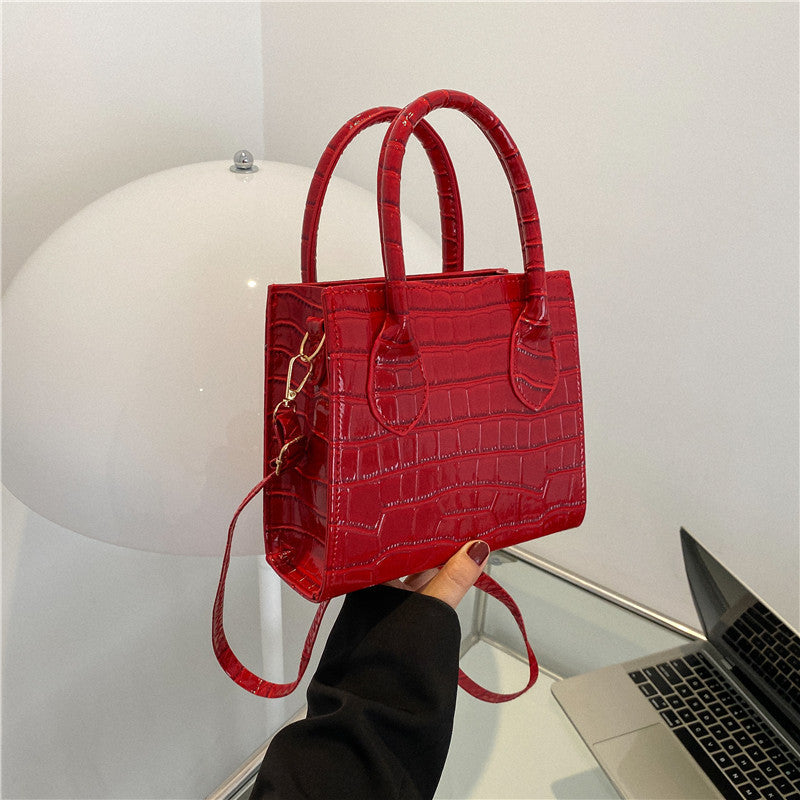 Dammode Enkel enfärgad Crossbody-väska i stenmönster