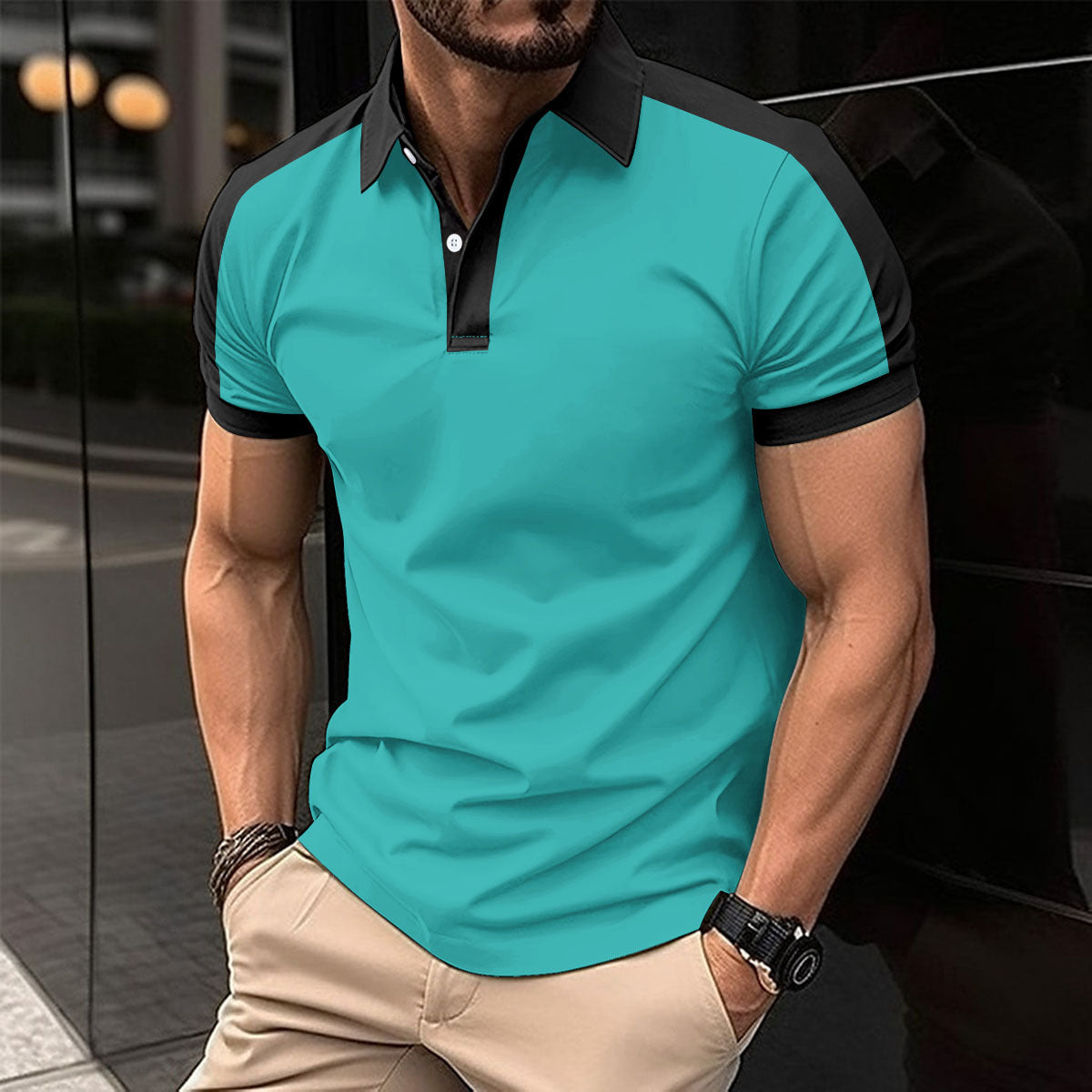 Herr Kortärmad Business-skjorta Sommar Casual Poloshirts