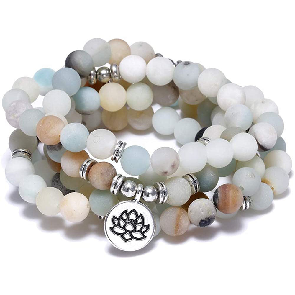 Amazon Stone Tiger Eye Stone Armband Halsband 108 Buddha Beads Lotus Armband