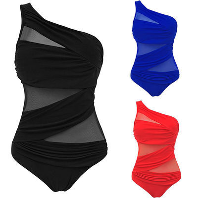 Professional Women's Plus Size Swimsuit - Nylon Construction (Solid Color, M-4XL, Chest Pad Support, One-Piece Style)