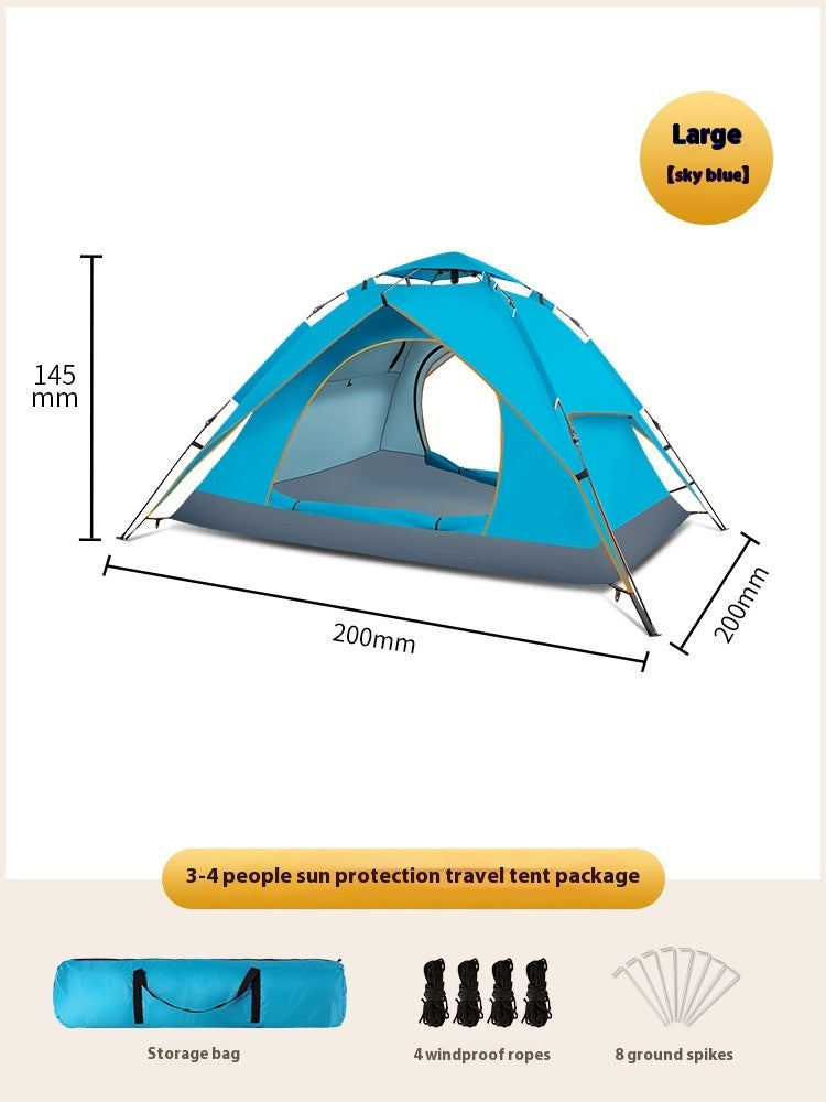 Summer Outdoor Camping 3-4 People Oxford Cloth Camping Tent