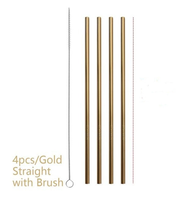 Colorful Reusable Stainless Steel Straws 4PCS/Pack