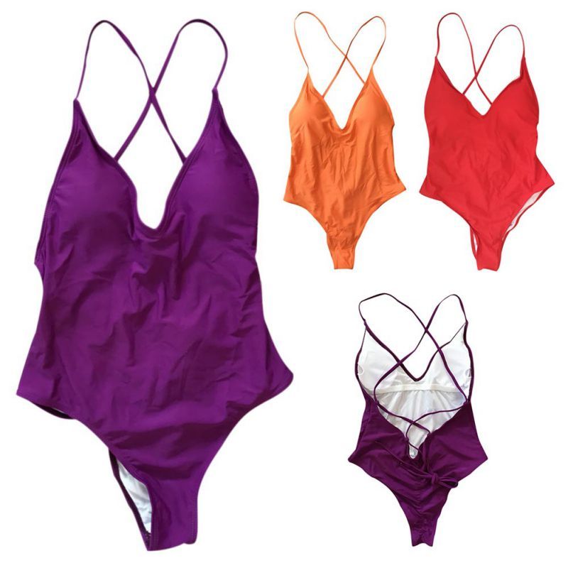 AliExpress Explosion models Bikini Nya Enfärgade Siamesiska Badkläder Kvinnor Sexiga Bikini Flerfärgade Badkläder