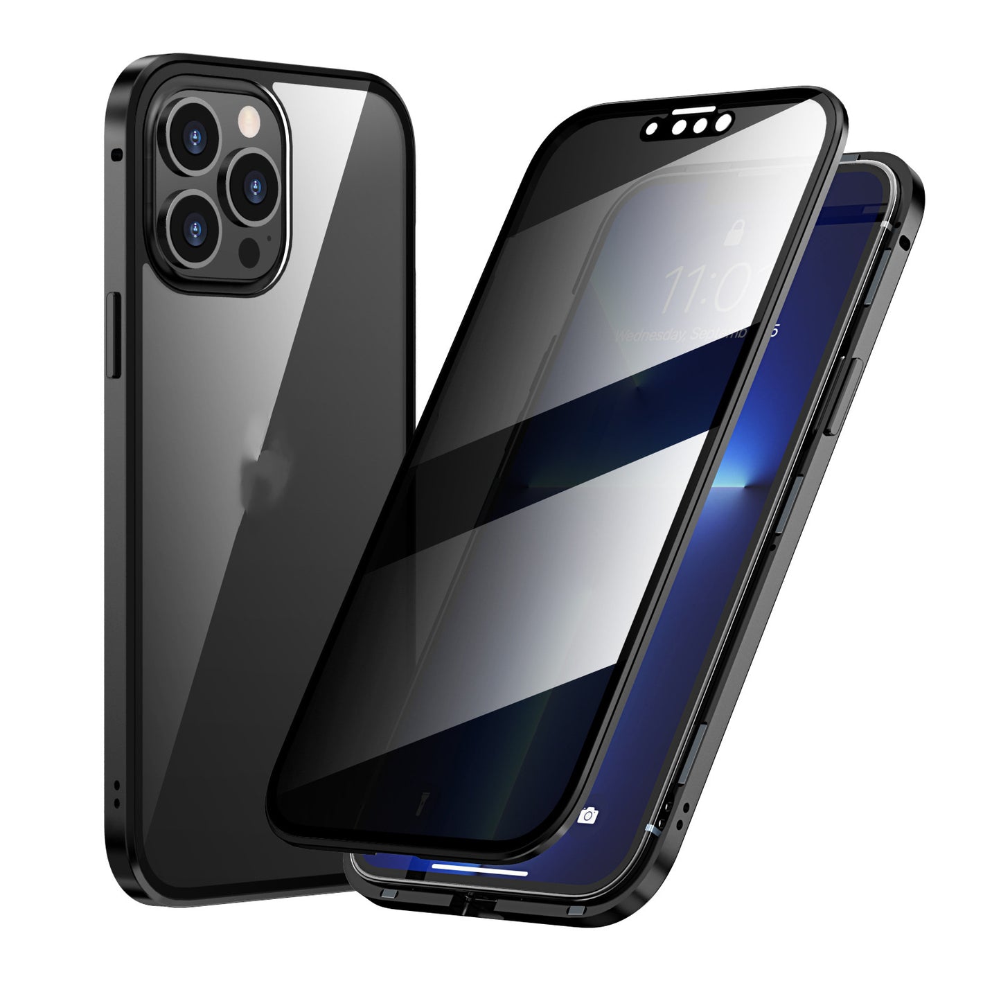 Étui de téléphone Magneto résistant à la confidentialité, cadre en métal double face