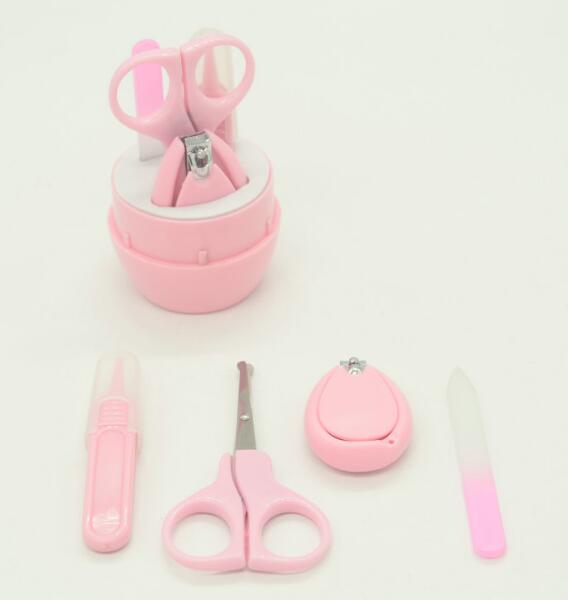 Baby Nail Care Set - 4 Pieces - Plastic + Metal - 3 Colors - Ergonomic Design - Scissors Clippers Tweezers File