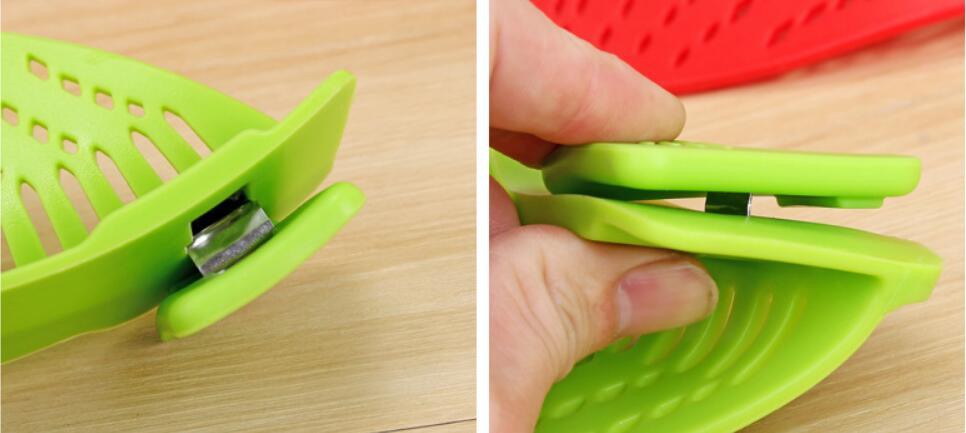 Silikon clip-on gryta skål tratt olja siivare Creative Rice Tvättning Colander för dränering vätska Passar alla gryta storlek.