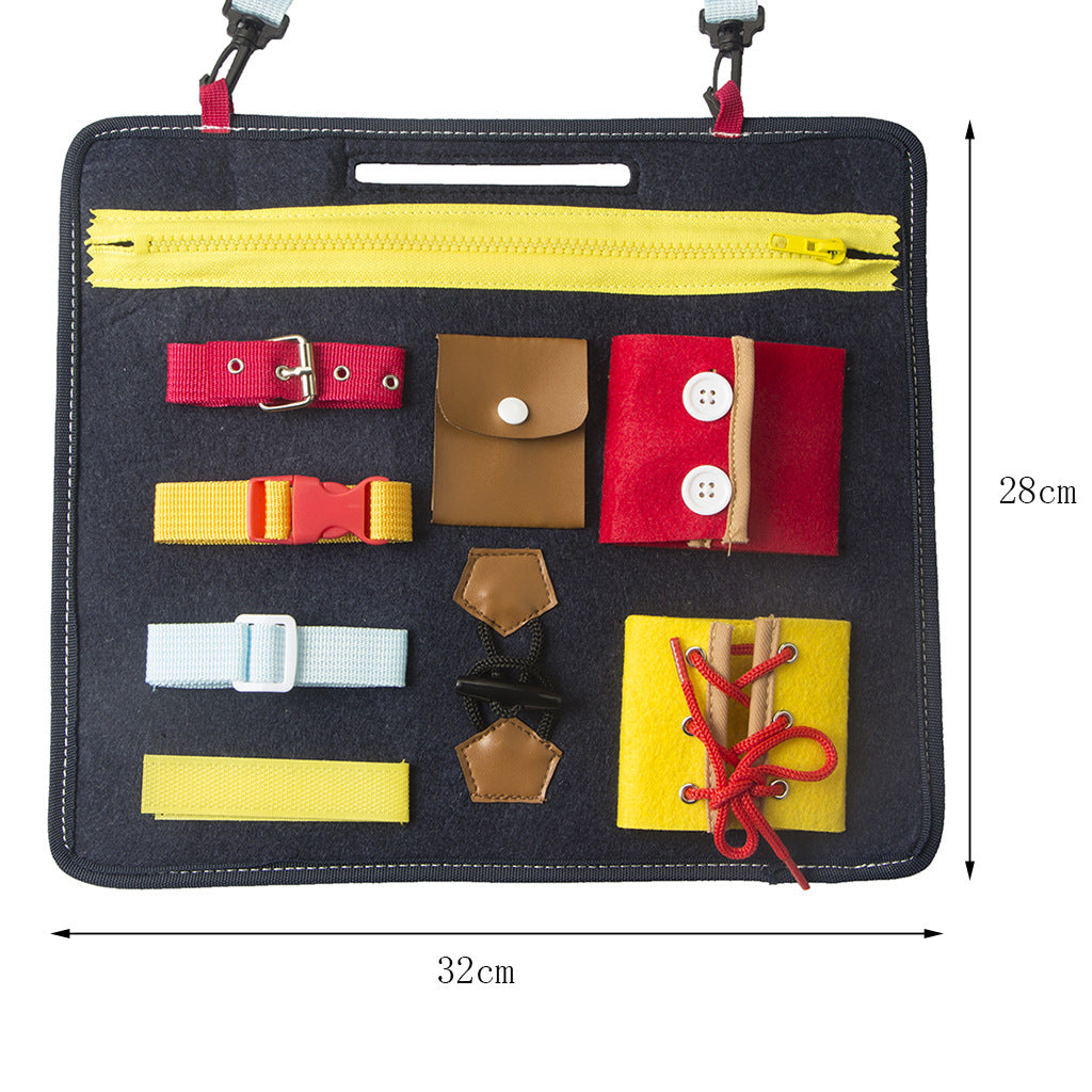Bébé apprenant à s'habiller planche occupée feutre éducation précoce insérer des jouets de bouton