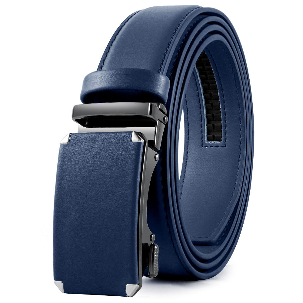 Men's Fashion Veneer Automatic Alloy Buckle Cowhide Belt - Sophisticated Elegance