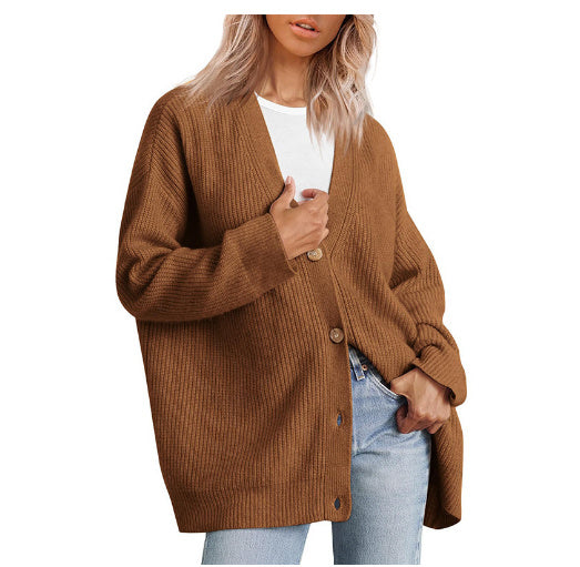 Stylish Solid Color Cardigan Sweater Coat for Women