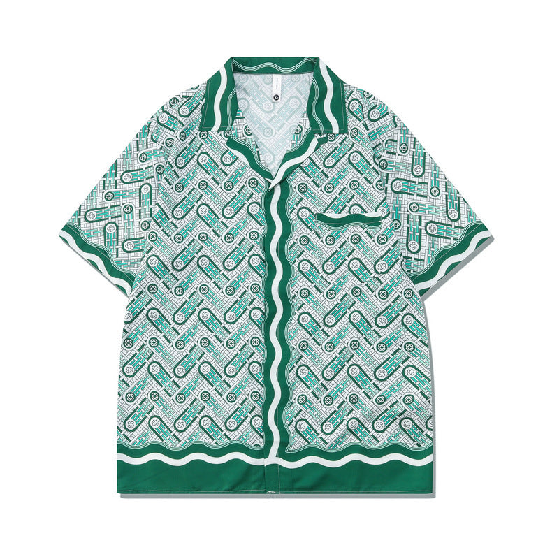 European And American Digital Printing Abstract Shirt Set