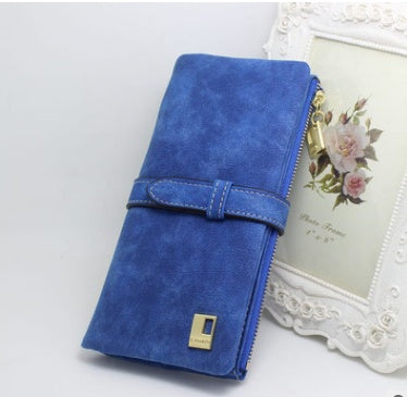 Nubuck Leather Zipper Wallet