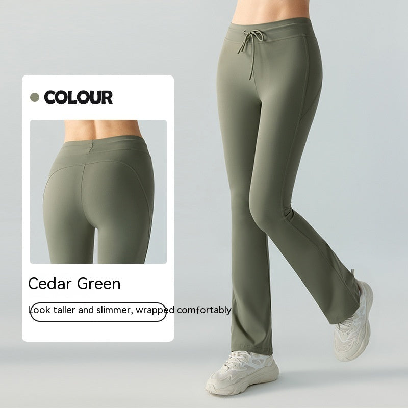 Waist Slimming And Hip Lifting Casual Yoga Pants Bilateral Pocket Yoga Bell-bottom Pants - Dual Enhancement