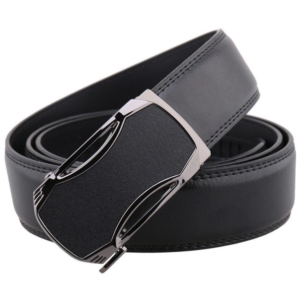 Men's Premium Leather Automatic Buckle Belt - Sophisticated Convenience