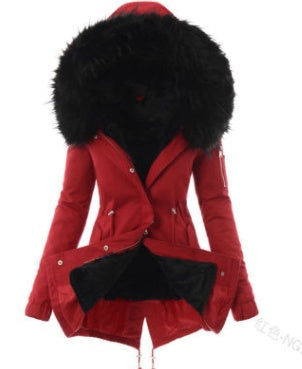 Veste en peluche à capuche avec cordon de serrage pour femme