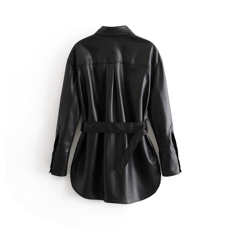 Medium And Long PU Leather Top - Versatile Chic High-Quality Luxurious Affordable Layering Piece