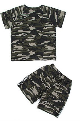 Boys Summer Short Sleeve Camouflage Clothing