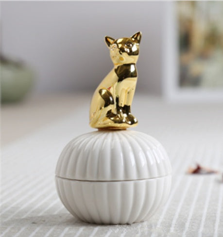 Boîte à bijoux de décoration de figurines d'animaux, écureuil, lapin, chat, oiseau, artisanat, cadeau, pot de décoration pour la maison
