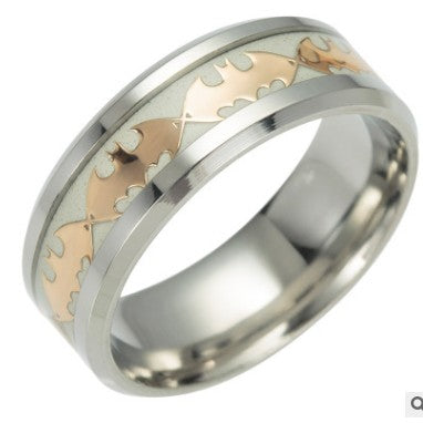 Stainless Steel Batman Symbol Luminous Men's Rings Never Sliding Ring