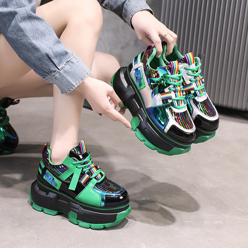 Daddy Shoes Fashion Lace-Up - Trendy Platform Shoes - Statement Collection