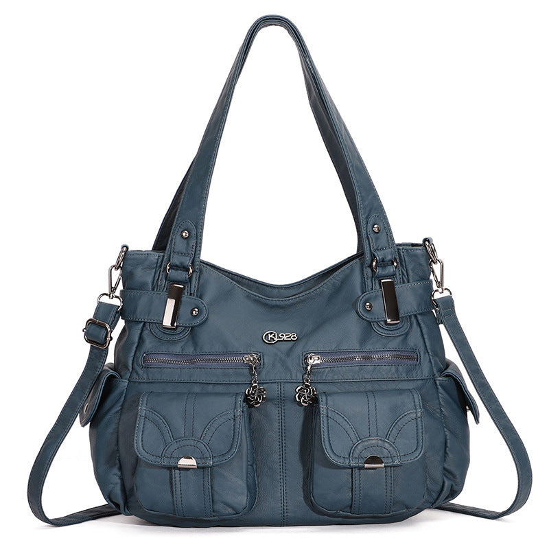 Sac messager Portable en cuir souple pour femmes, sacs à bandoulière avec poche à fermeture éclair, fourre-tout souple et décontracté