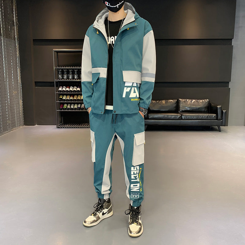 Ensemble de vêtements de travail avec veste et pantalon décontractés à capuche pour hommes