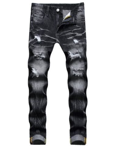 Pantalon en jean vintage en denim vieilli pour homme