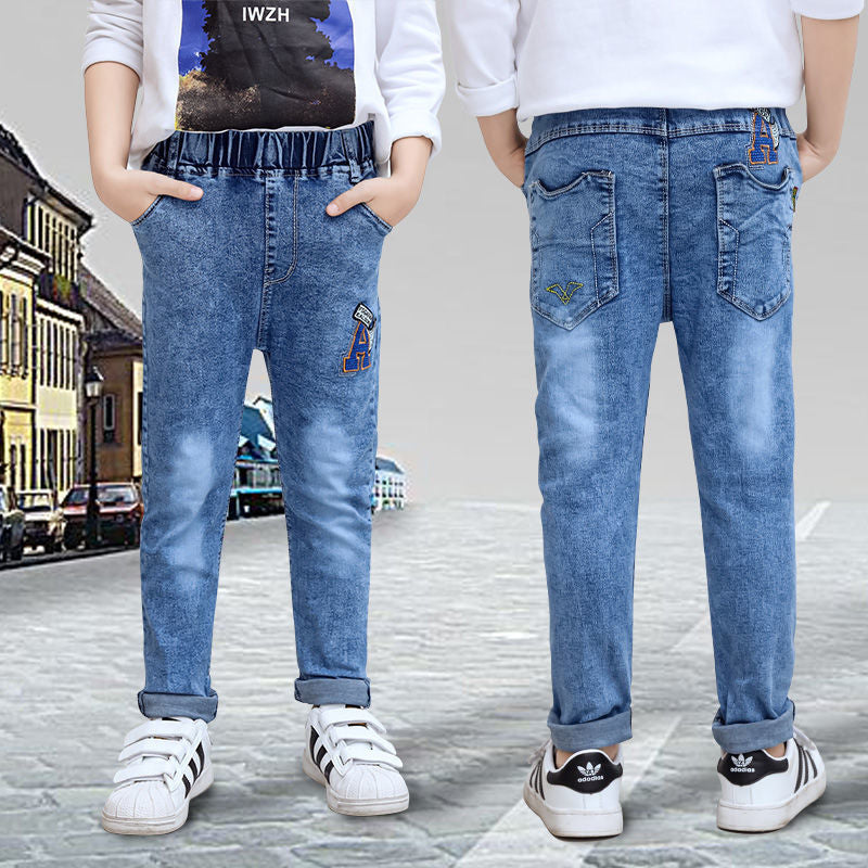 Pojkjeans Höst och vinter Nya ett stycke sammet