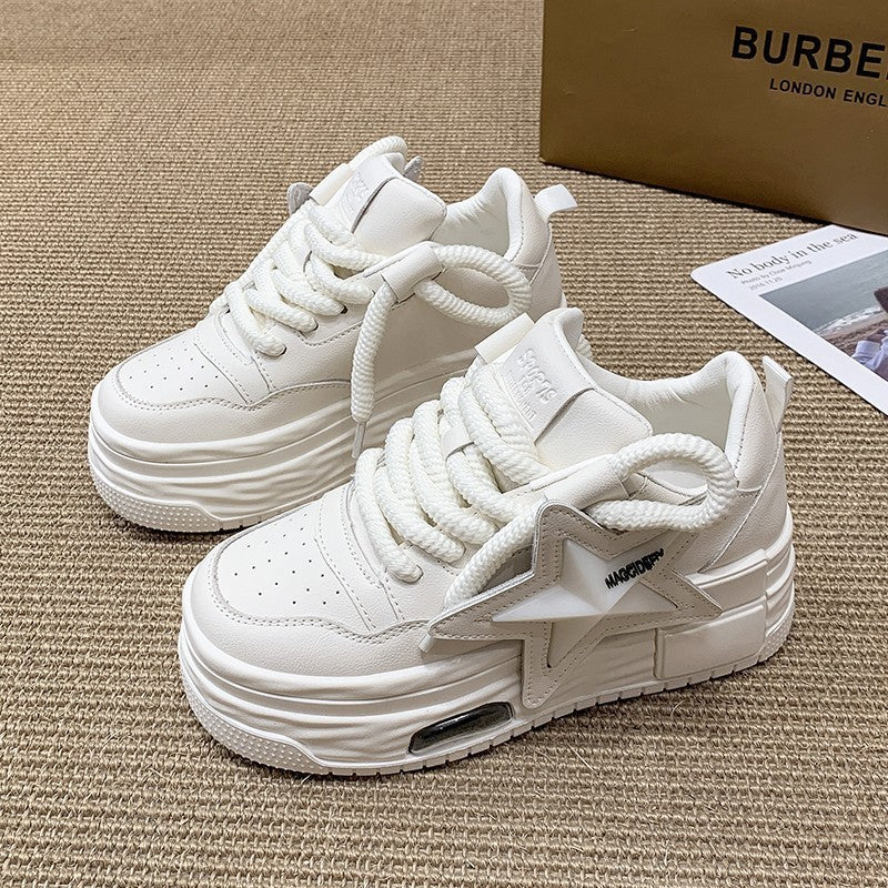 Women's Lightweight All-Match Platform Board Shoes - White 1-3cm